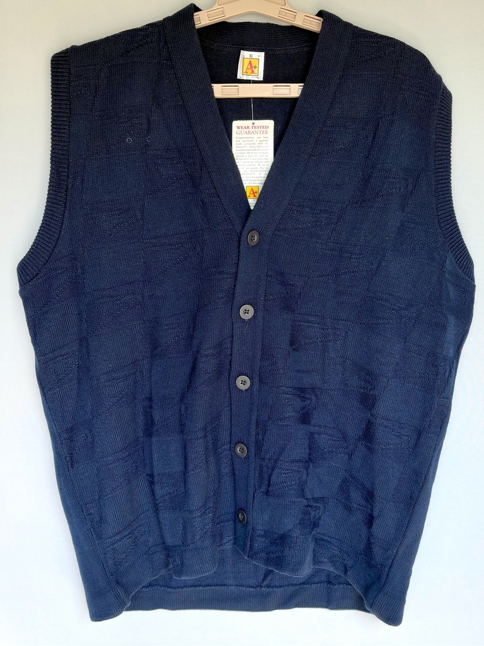 Vintage Postal Service Knit vest Sz XL Navy Blue Button USA Made Logo
